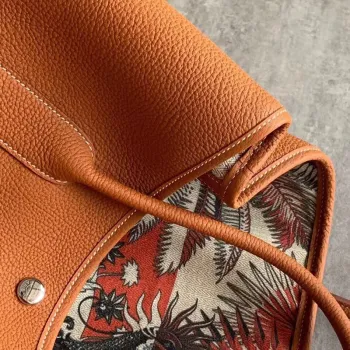 Hermes Tan Fjord Garden Party 30cm With Printed Lining