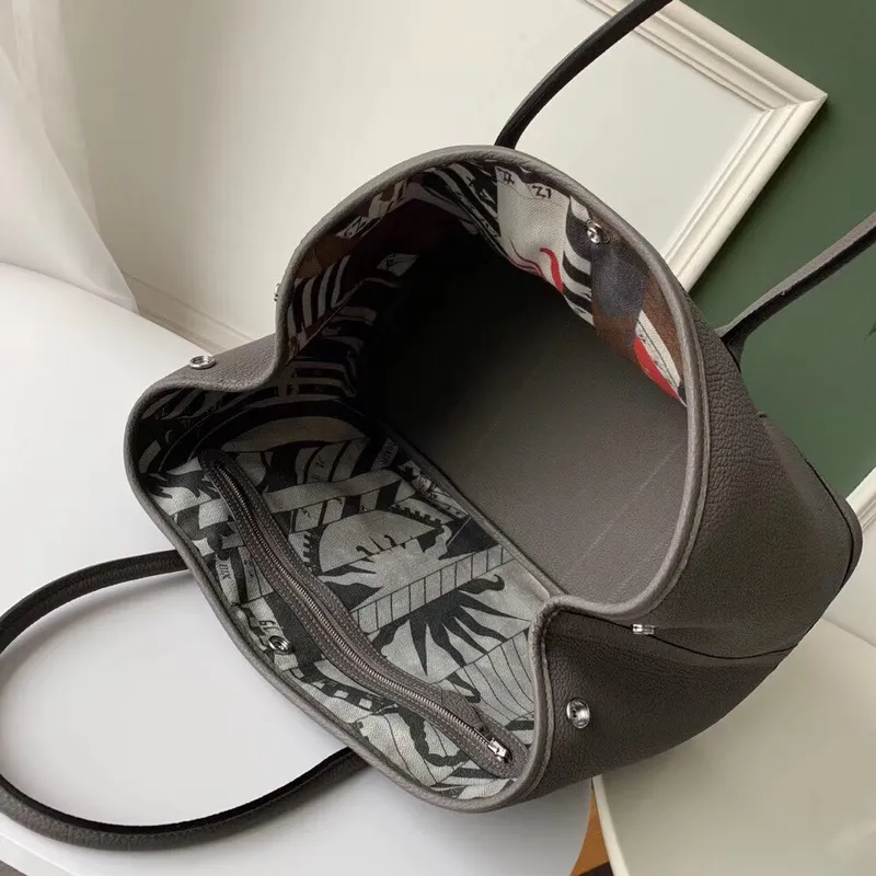 Hermes Grey Fjord Garden Party 30cm With Printed Lining