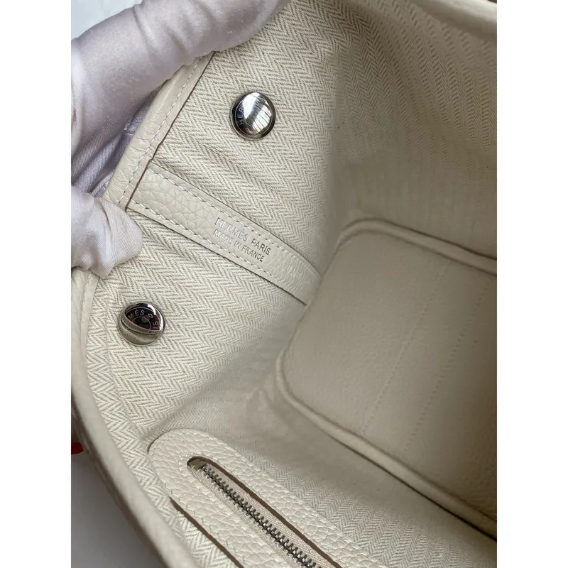 Hermes Garden Party 30 Handmade Bag in Craie Clemence Leather