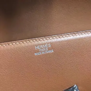 Hermes Handmade Egee Clutch In Caramel Swift Leather