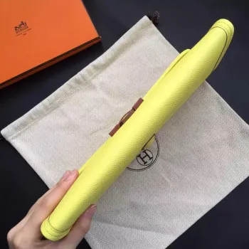 Hermes Yellow Epsom Jige Elan 29 Clutch Bag