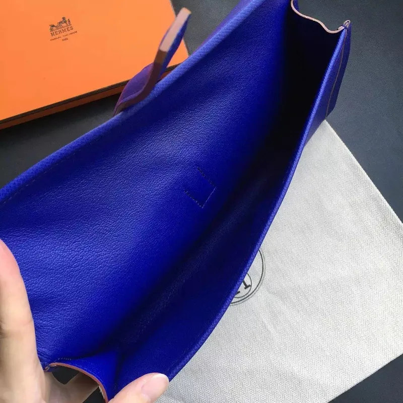 Hermes Blue Electric Epsom Jige Elan 29 Clutch Bag