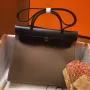 Hermes Herbag Zip 31cm Bag In Black And Taupe