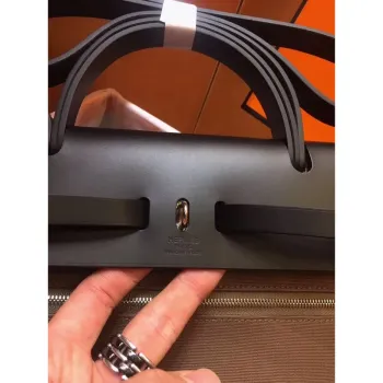 Hermes Herbag Zip 31cm Bag In Black And Taupe