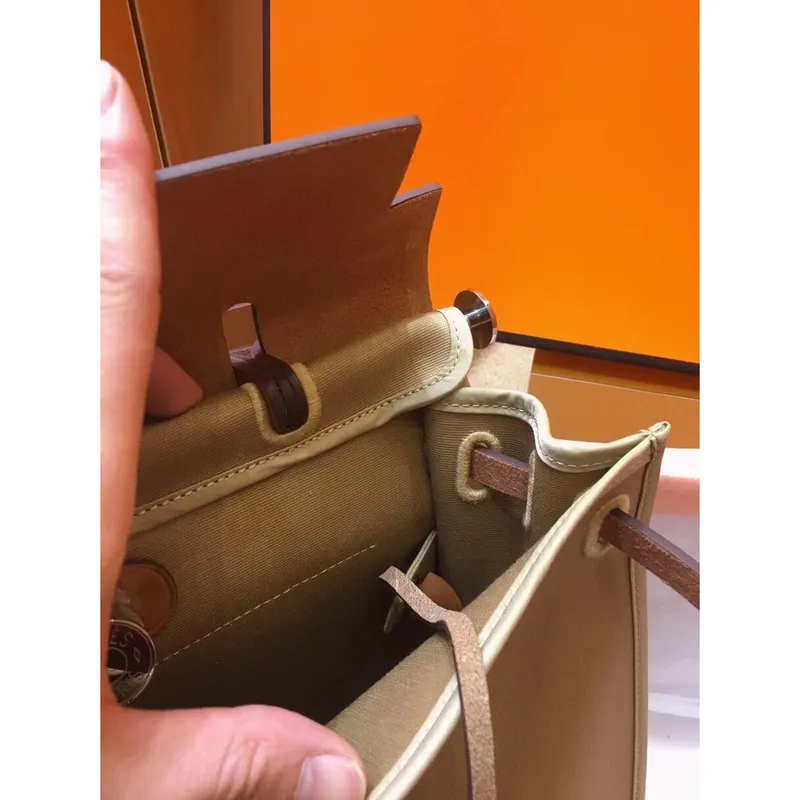 Hermes Herbag Zip 31cm Bag In Brown And Beige