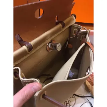 Hermes Herbag Zip 31cm Bag In Brown And Beige
