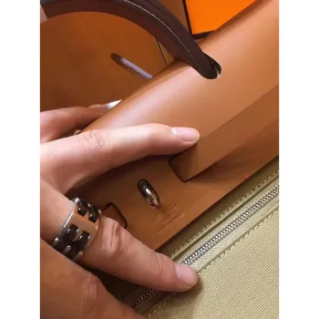 Hermes Herbag Zip 31cm Bag In Brown And Beige