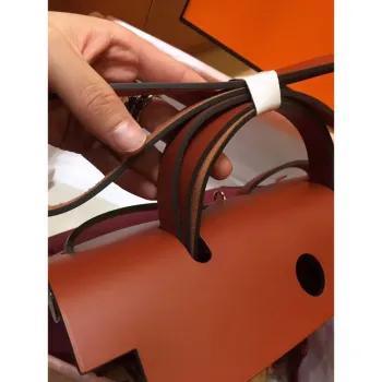 Hermes Herbag Zip 31cm Bag In Camel And Bordeaux