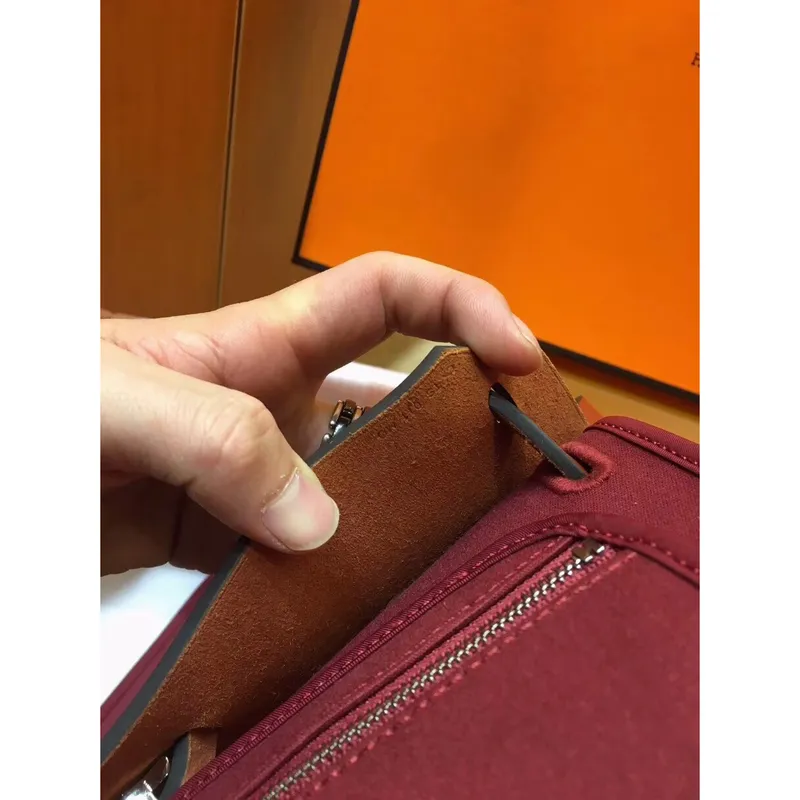 Hermes Herbag Zip 31cm Bag In Camel And Bordeaux