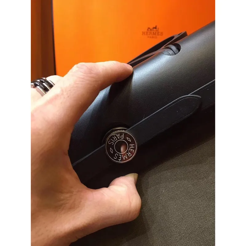 Hermes Herbag Zip 31cm Bag In Black And Canopee