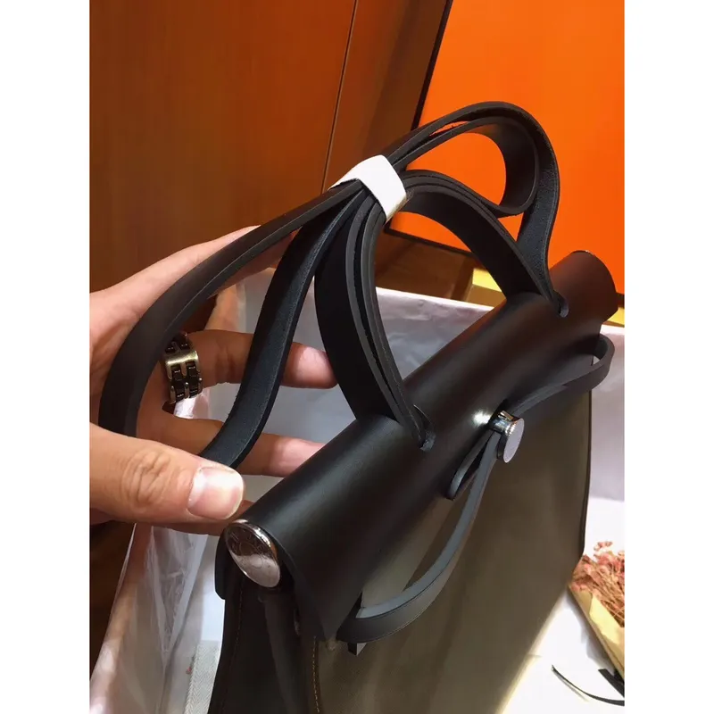 Hermes Herbag Zip 31cm Bag In Black And Canopee