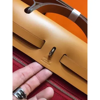 Hermes Herbag Zip 31cm Bag In Brown And Red