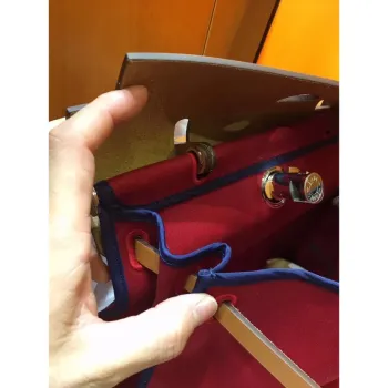 Hermes Herbag Zip 31cm Bag In Brown And Red