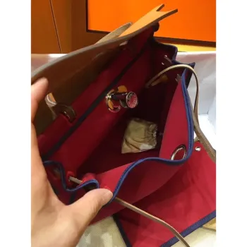 Hermes Herbag Zip 31cm Bag In Brown And Red
