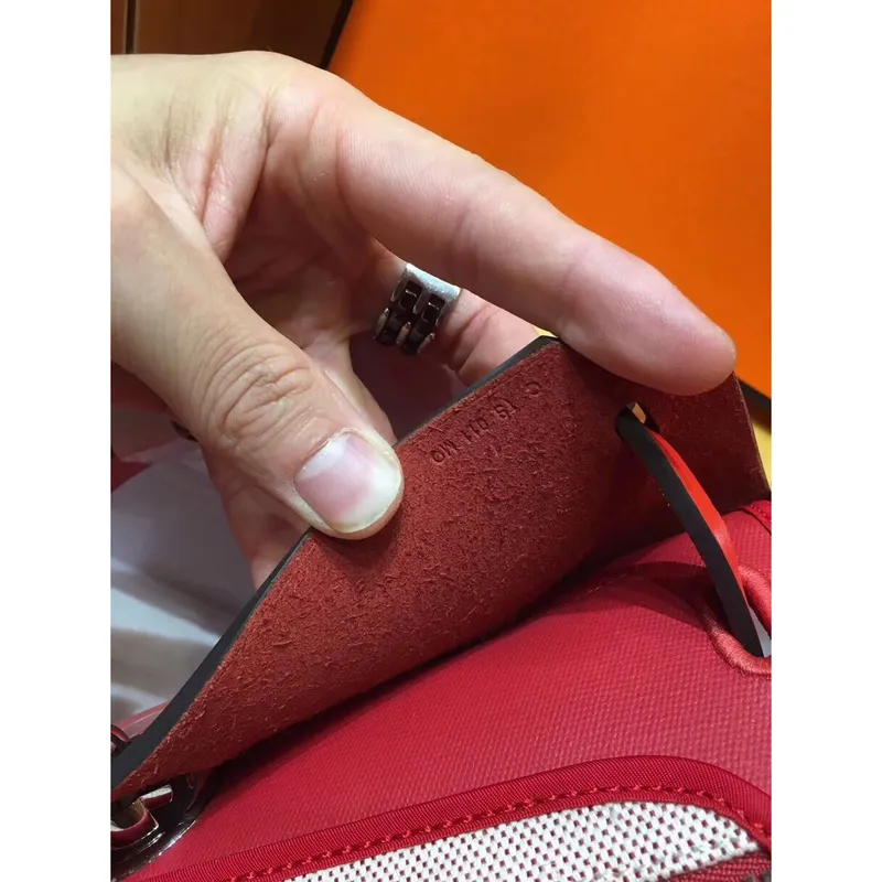 Hermes Herbag Zip 31cm Bag In Red Toile And Leather