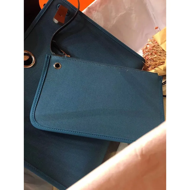 Hermes Herbag Zip 31cm Bag In Black And Blue