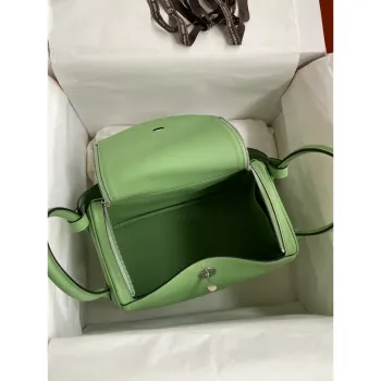 Hermes Lindy 26 Handmade Bag In Vert Cypres Swift Calfskin