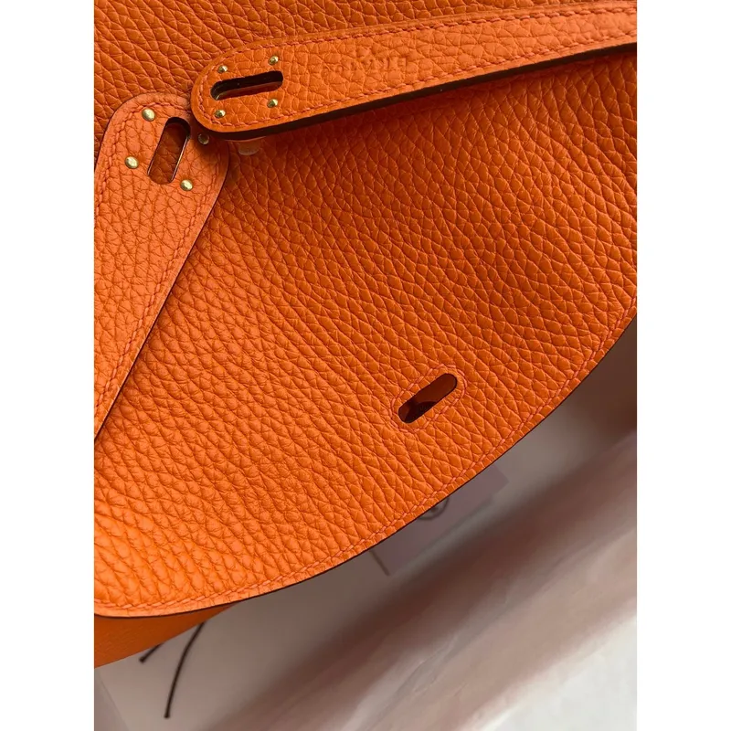 Hermes Lindy 26 Handmade Bag In Orange Clemence Leather