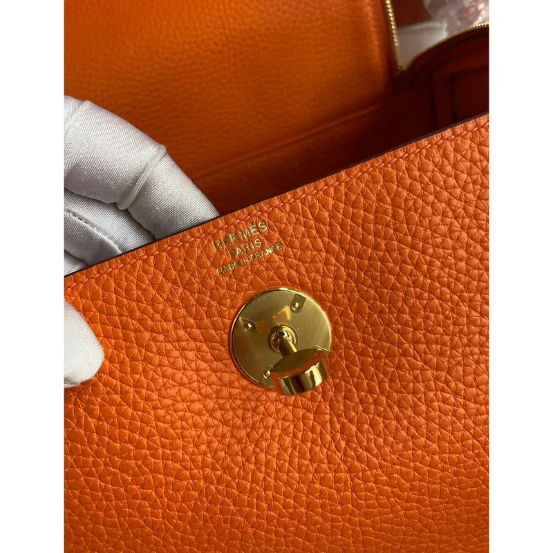 Hermes Lindy 26 Handmade Bag In Orange Clemence Leather