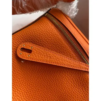 Hermes Lindy 26 Handmade Bag In Orange Clemence Leather