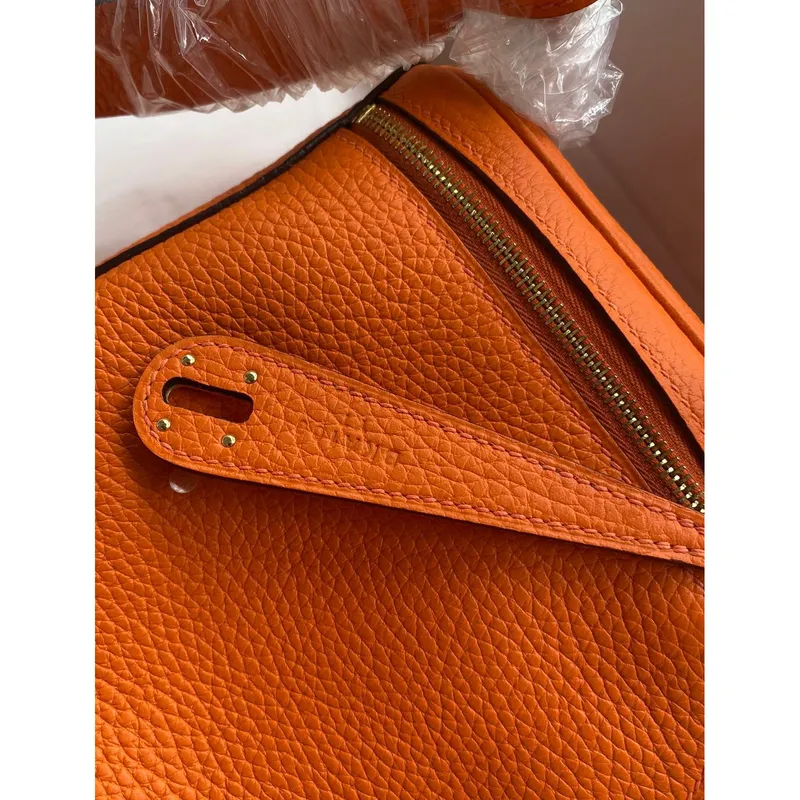 Hermes Lindy 26 Handmade Bag In Orange Clemence Leather