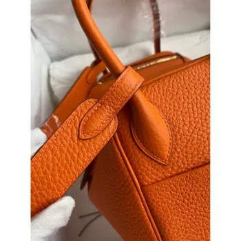 Hermes Lindy 26 Handmade Bag In Orange Clemence Leather