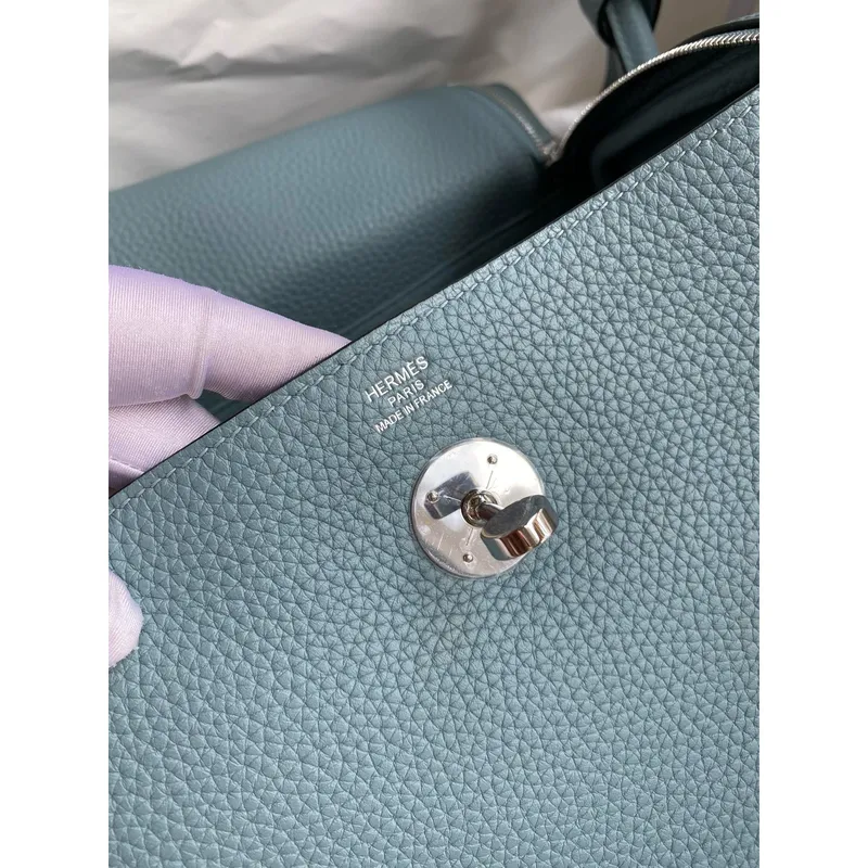 Hermes Lindy 26 Handmade Bag In Ciel Clemence Leather