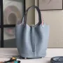 Hermes Blue Lin Picotin Lock 18cm Bag With Braided Handles