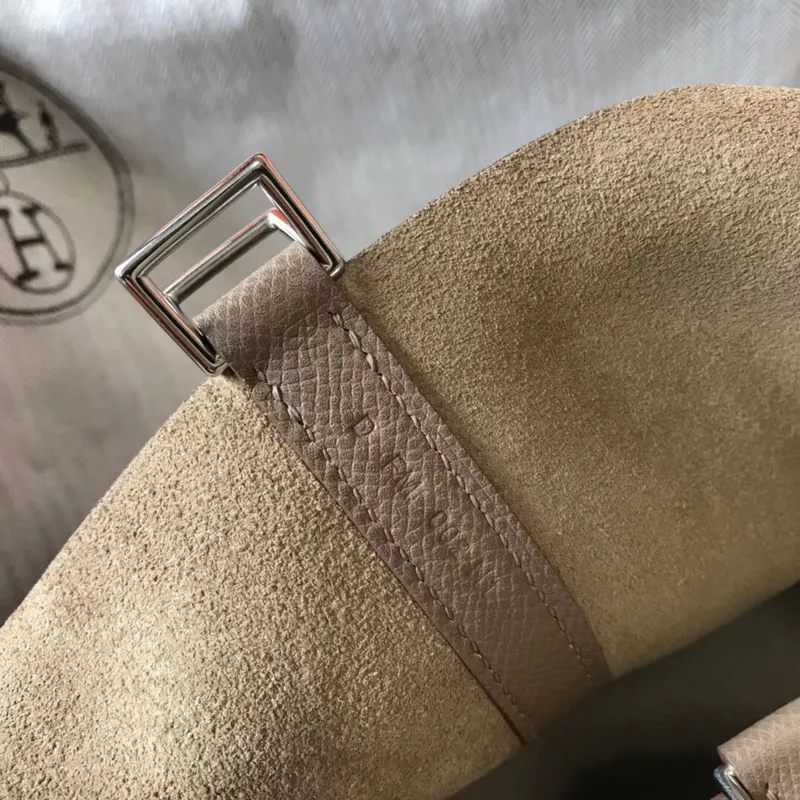 Hermes Taupe Picotin Lock 18 Bag With Braided Handles