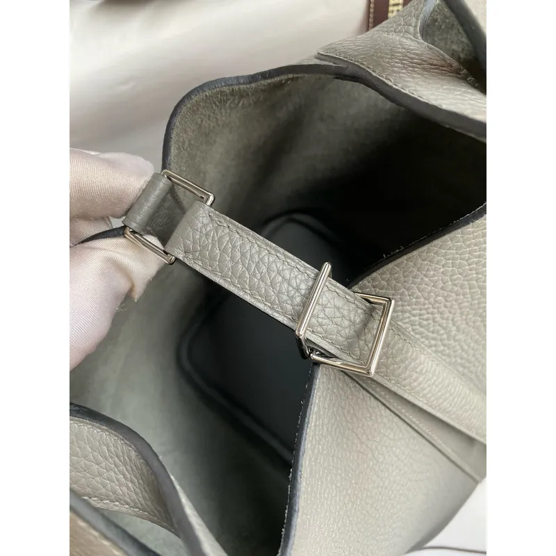Hermes Picotin Lock 18 Handmade Bag in Gris Meyer Clemence Leather