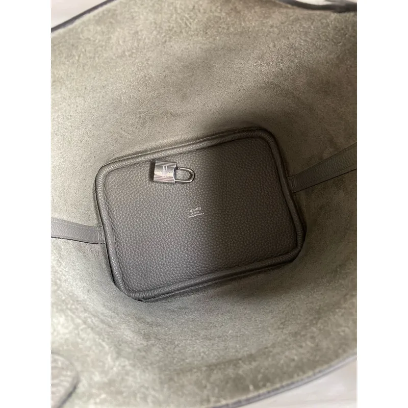 Hermes Picotin Lock 18 Handmade Bag in Gris Meyer Clemence Leather