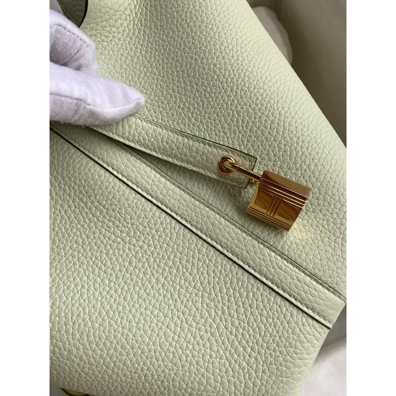 Hermes Picotin Lock 18 Handmade Bag in Vert Fizz Clemence Leather