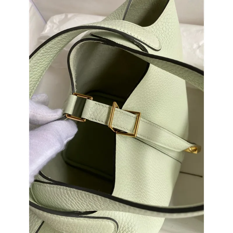 Hermes Picotin Lock 18 Handmade Bag in Vert Fizz Clemence Leather
