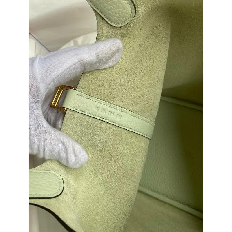 Hermes Picotin Lock 18 Handmade Bag in Vert Fizz Clemence Leather