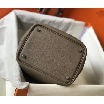 Hermes Taupe Picotin Lock 22 Bag With Braided Handles