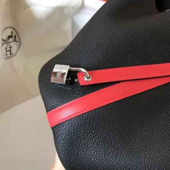 Hermes Bicolor Picotin Lock MM 22cm Black Bag