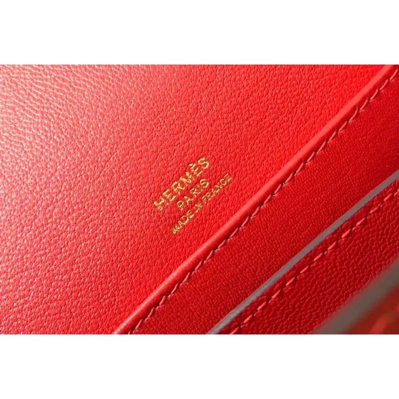 Hermes Roulis Mini Bag In Red Embossed Crocodile Calfskin