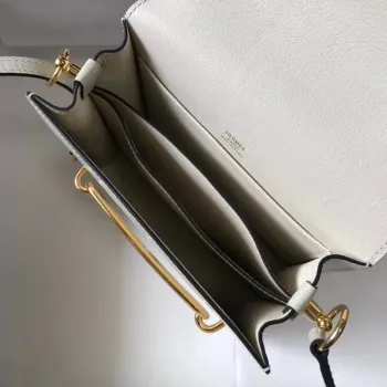 Hermes Roulis Mini Bag In White Embossed Crocodile Calfskin