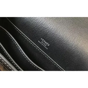 Hermes Roulis Mini Bag In Black Crocodile With Natural Lizard