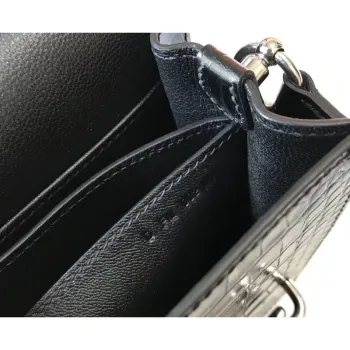 Hermes Roulis Mini Bag In Black Crocodile With Natural Lizard