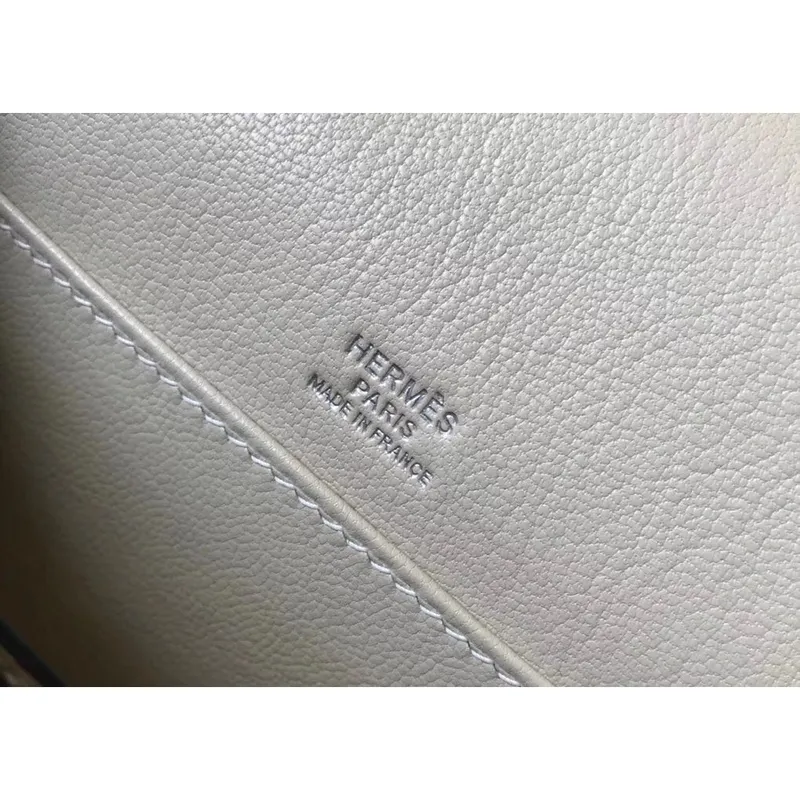 Hermes Roulis Mini Bag In White Crocodile With Natural Lizard