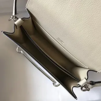 Hermes Roulis Mini Bag In White Crocodile With Natural Lizard