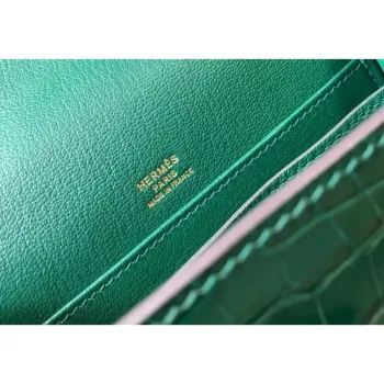 Hermes Roulis Mini Bag In Green Embossed Crocodile Calfskin