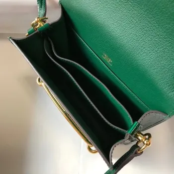 Hermes Roulis Mini Bag In Green Embossed Crocodile Calfskin