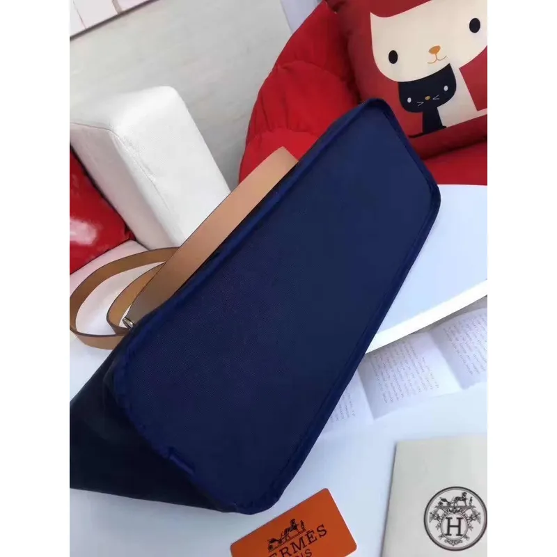 Hermes Cabag Elan Bag In Dark Blue Canvas