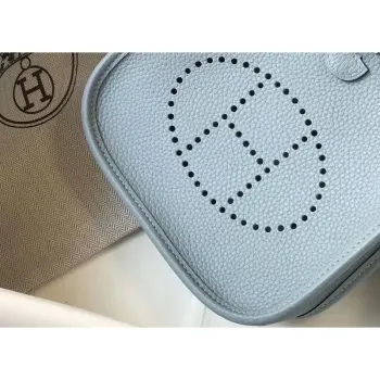 Hermes Evelyne III TPM Bag In Blue Lin Clemence Leather