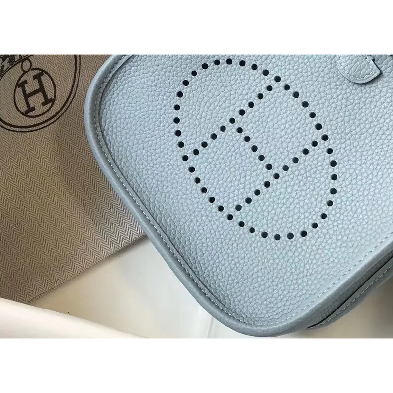 Hermes Evelyne III TPM Bag In Blue Lin Clemence Leather