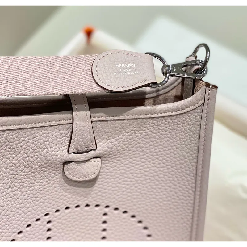 Hermes Evelyne III TPM Bag In Mauve Pale Clemence Leather