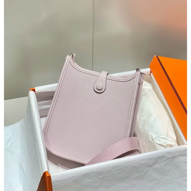 Hermes Evelyne III TPM Bag In Mauve Pale Clemence Leather