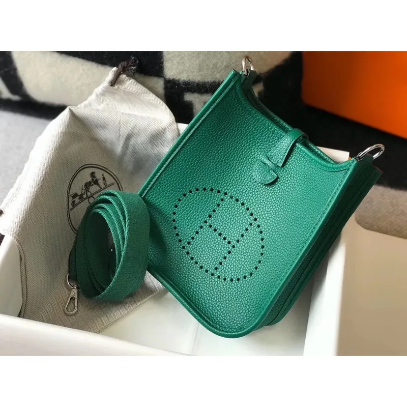 Hermes Evelyne III TPM Bag In Vert Vertigo Clemence Leather